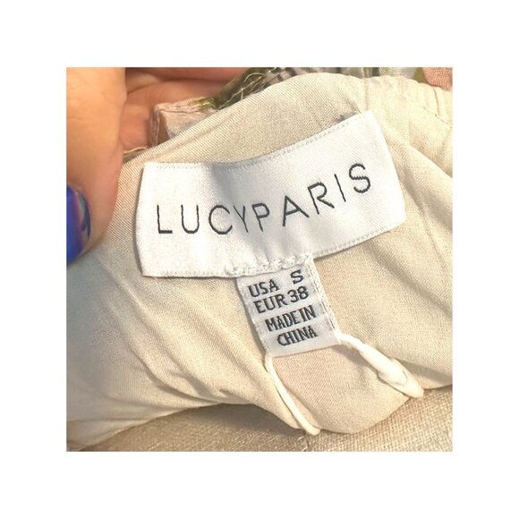 Lucy Paris NWT Goldie Floral Midi Dress Spaghetti Strap Tie Bodice Detail - Picture 9 of 12